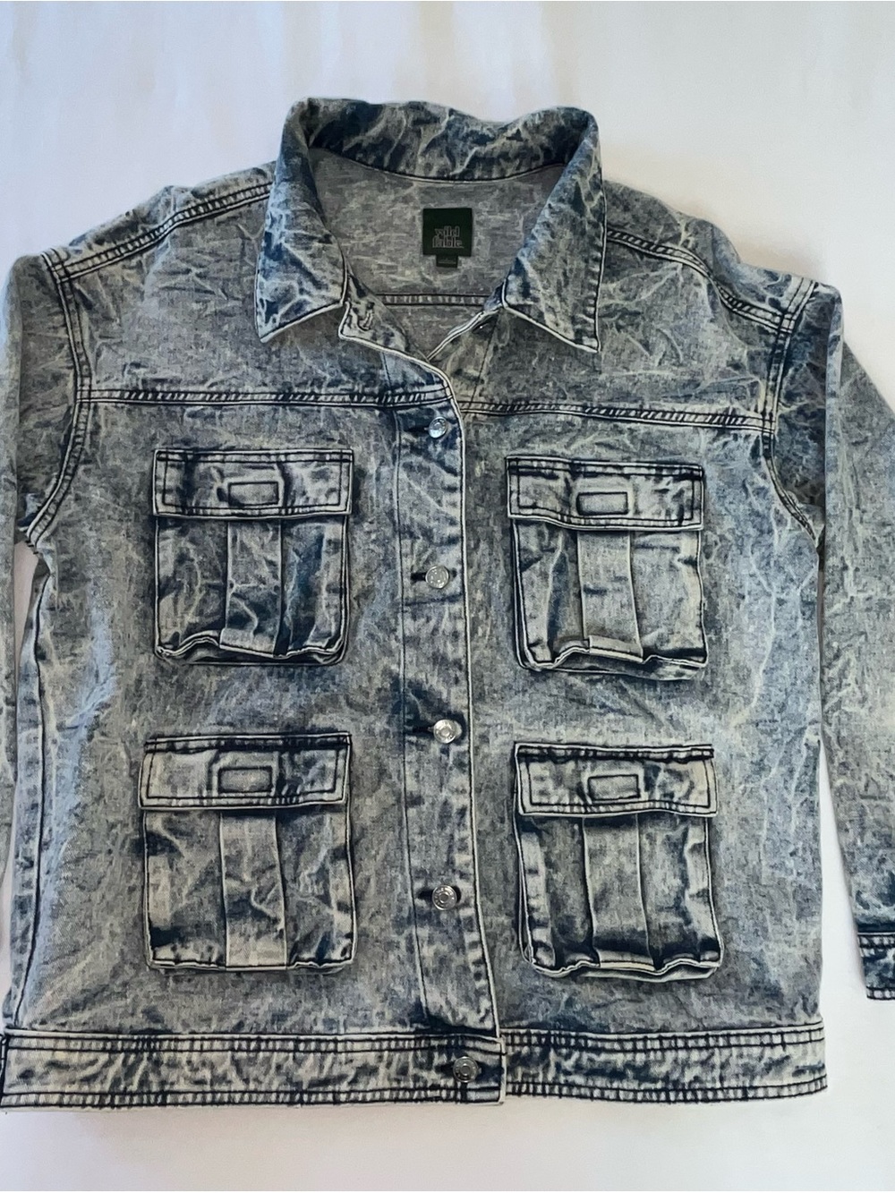 Acid Wash Denim Jean Jacket Large